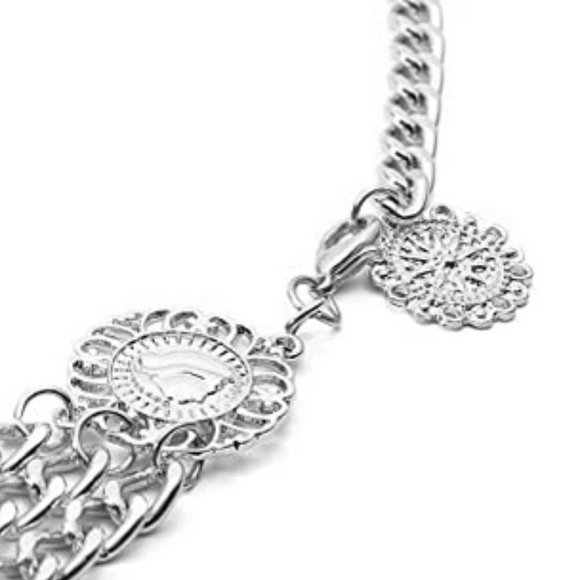 Silver Trendy Waist Chain Link Belt w/Medallions - Picture 5 of 6